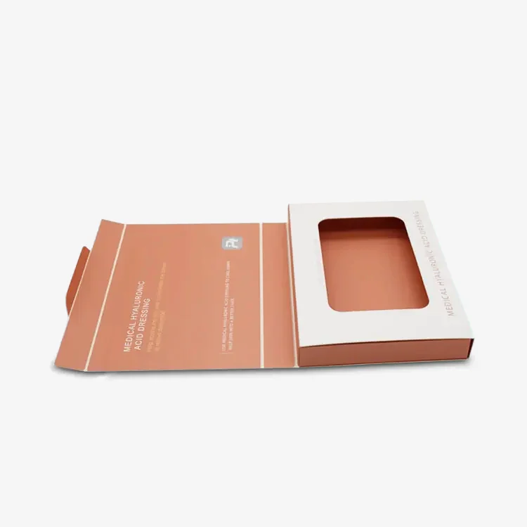 Caja de cosméticos de cartón plegable con ventana