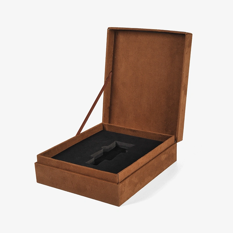 custom suede hinged lid rigid boxes